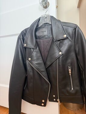 Blank NYC Black Faux Leather Moto Jacket. Size M